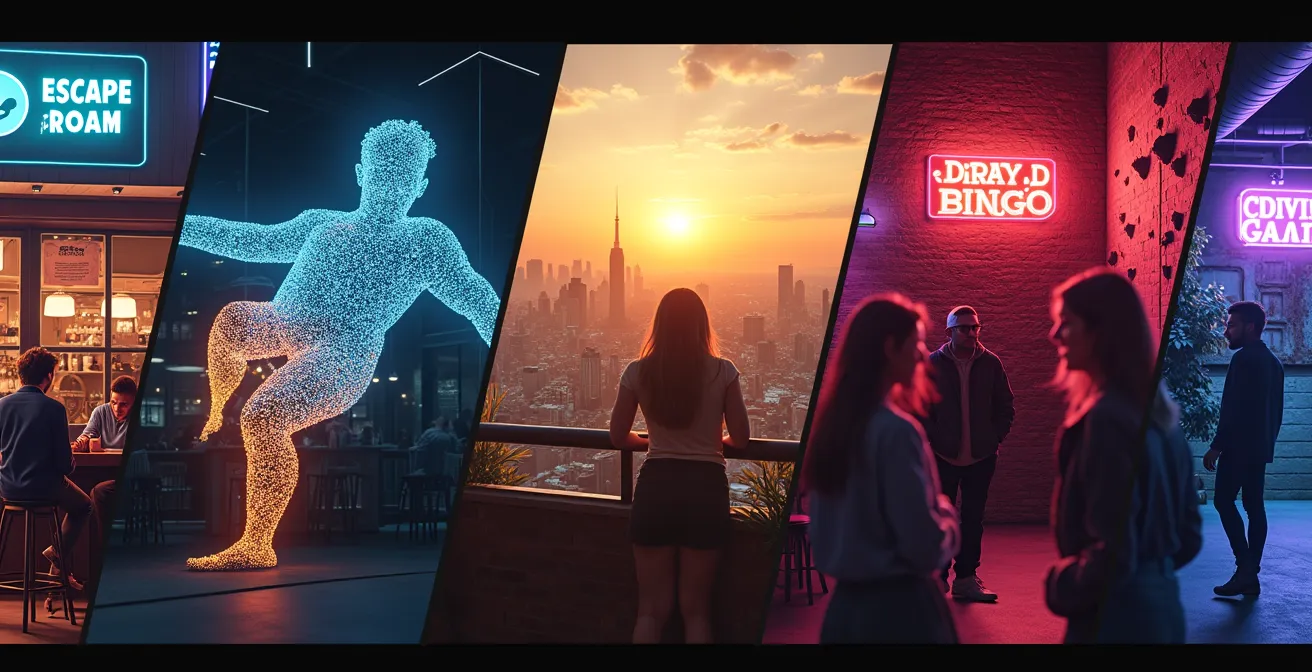 Collage symbolique de diverses activités urbaines au Canada