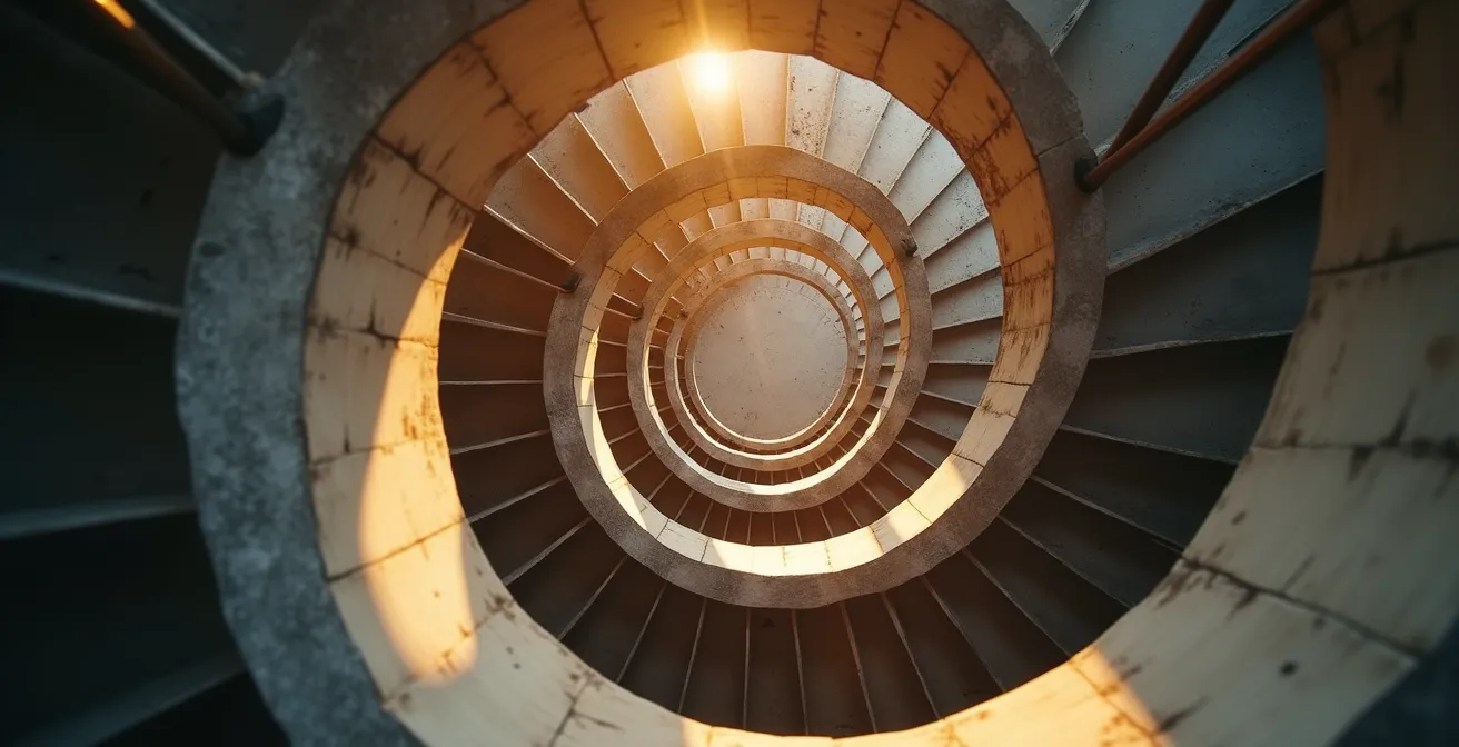 Cycle d'itération du Lean Startup représenté par une spirale ascendante symbolisant les phases Construire, Mesurer, Apprendre.