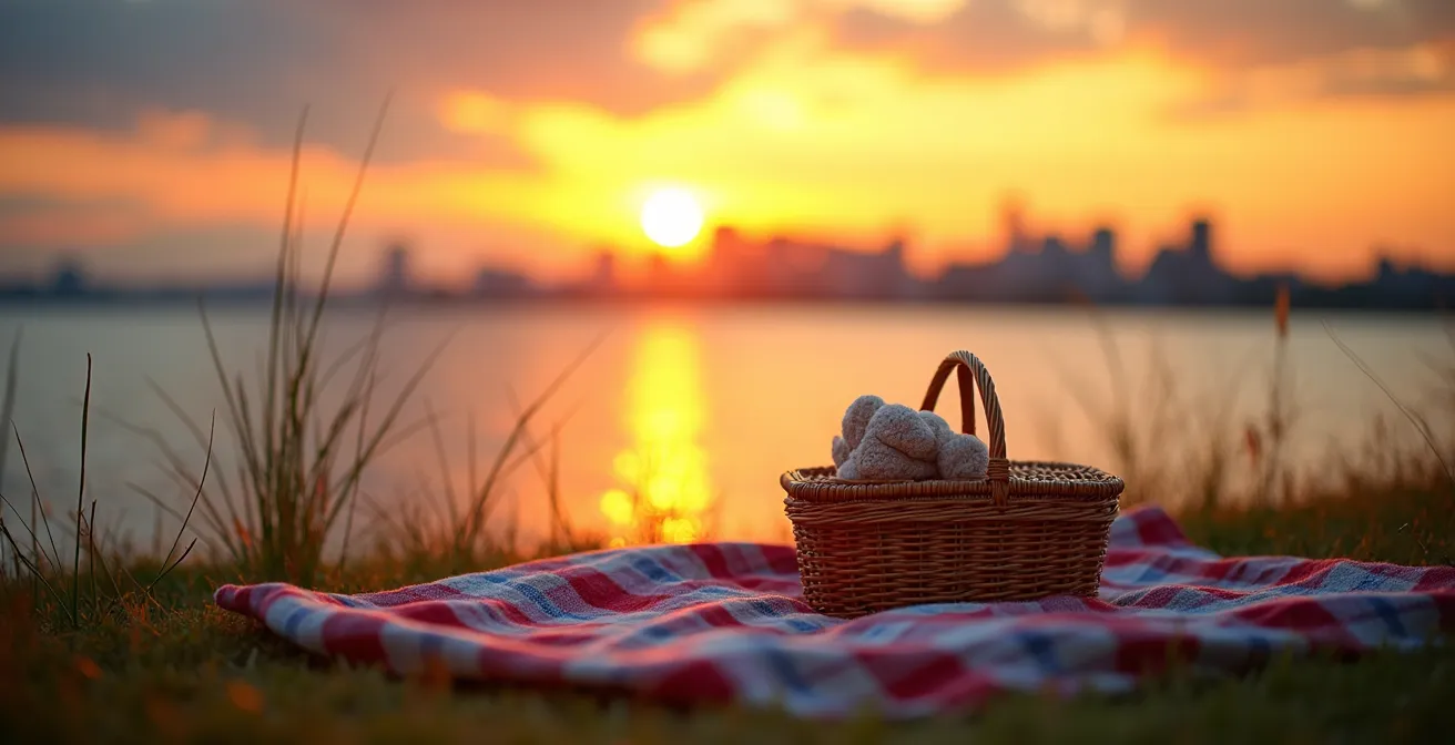 Vue spectaculaire du fleuve Saint-Laurent depuis un point d'observation méconnu au coucher du soleil