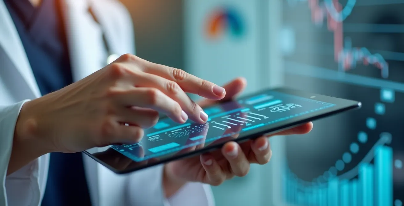 Patient consultant son dossier médical numérique sur tablette avec médecin