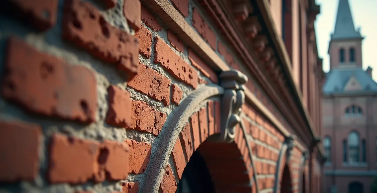 Détail architectural d'une façade victorienne du Plateau Mont-Royal en cours de restauration